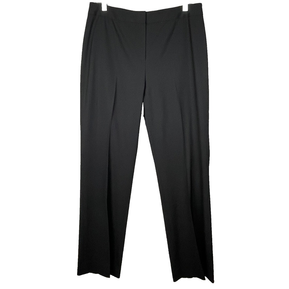 LAFAYETTE 148 Pants Womens 6 Black Menswear Wool Wide Leg Stretch Trouser Career